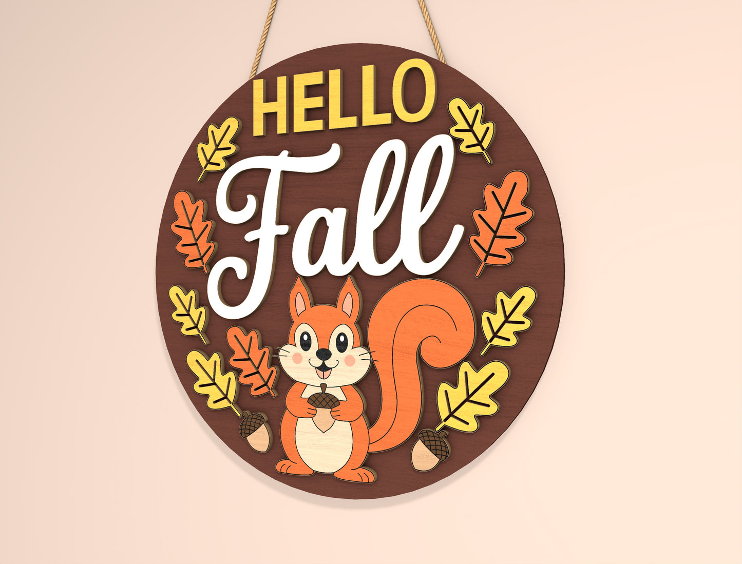 Squirrel Hello Fall SVG Set for Glowforge xTool LightBurn | 2 Designs