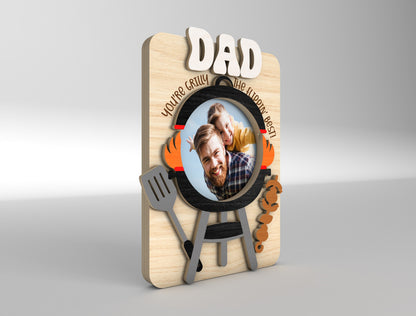 "Grillly The Flippin Best" Dad BBQ Photo Frame SVG Laser Cut File for xTool and LightBurn