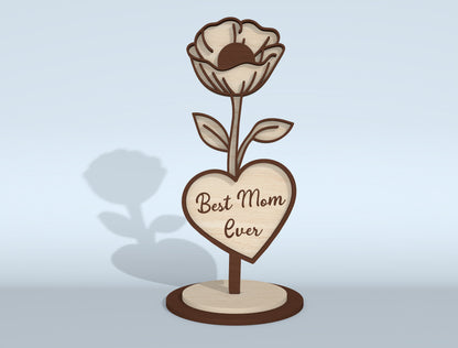 Mother's Day Flower Heart Sign SVG Bundle 16 Designs for LightBurn