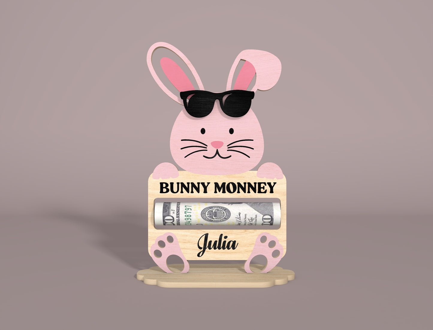 Personalized Bunny Money Holder SVG Easter Cash Gift for LightBurn and xTool