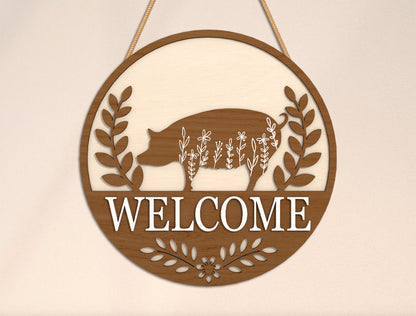 Farm Animal Welcome Sign SVG Bundle for Glowforge and LightBurn