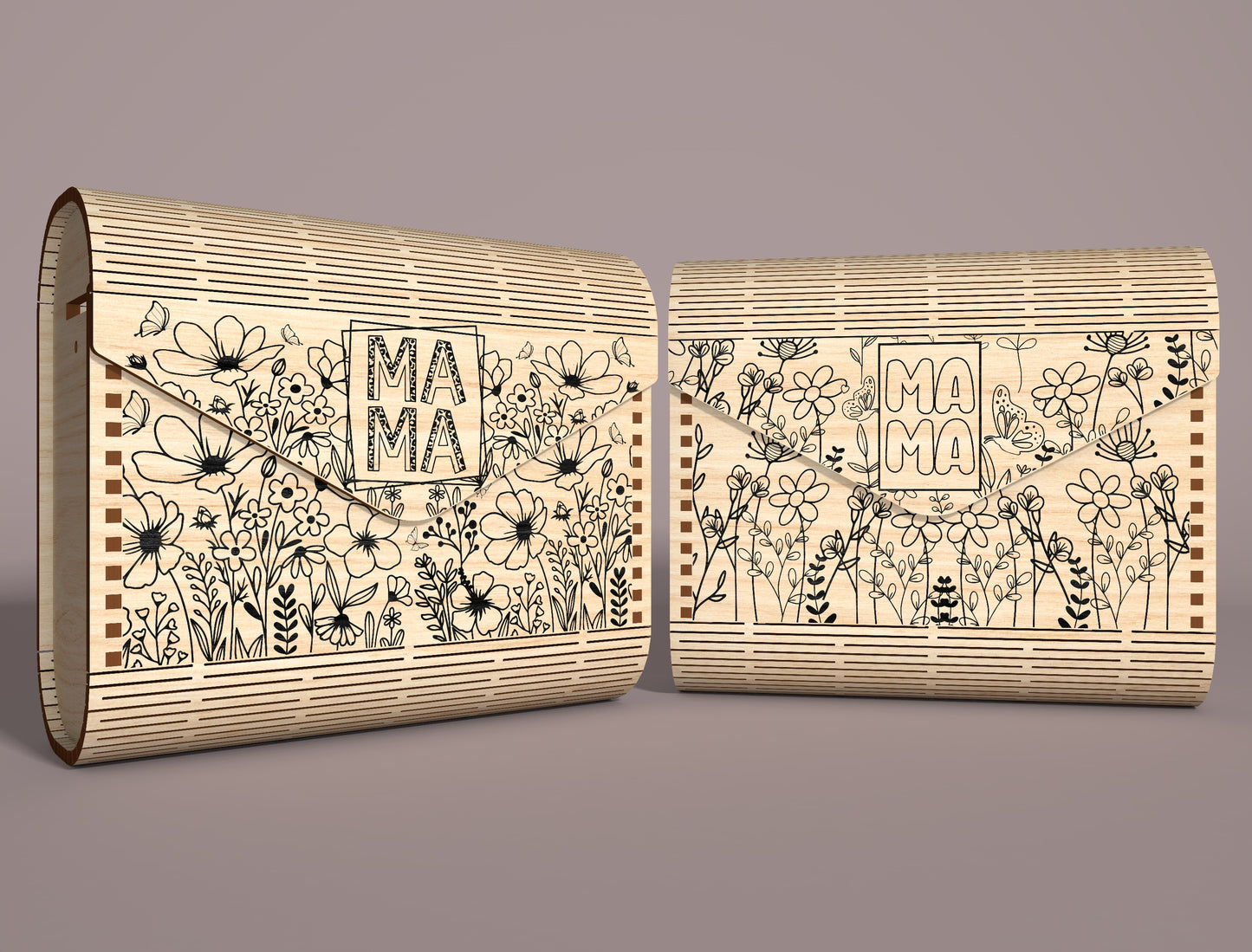 Mom Floral Clutch Bag SVG Wooden Clutch Set for xTool and LightBurn