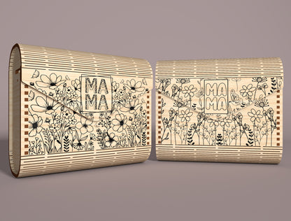 Mom Floral Clutch Bag SVG Wooden Clutch Set for xTool and LightBurn