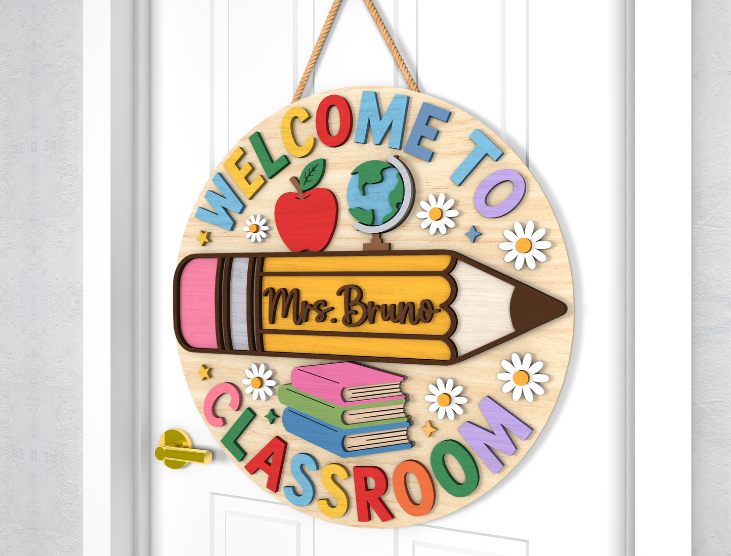 Personalized Classroom Door Hanger SVG Laser Cut File for Glowforge and LightBurn
