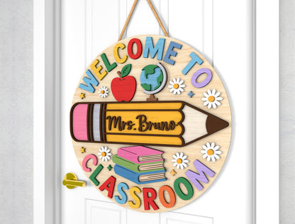 Personalized Classroom Door Hanger SVG Laser Cut File for Glowforge and LightBurn
