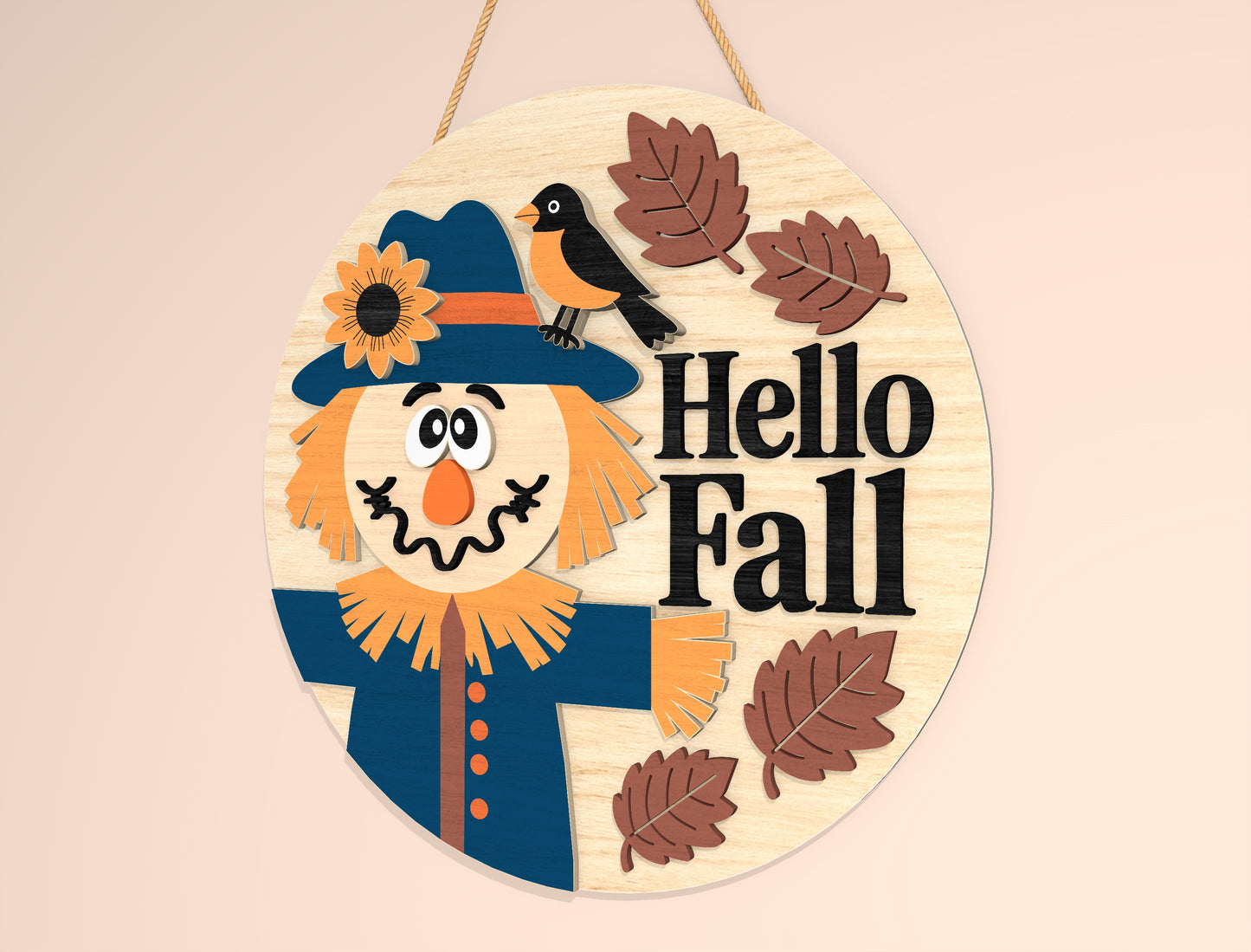 Scarecrow Welcome to Our Patch Door Hanger SVG Set for Glowforge xTool LightBurn 2 Designs