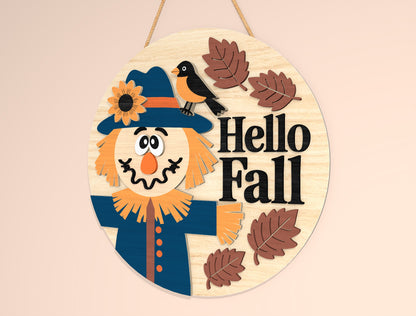 Scarecrow Welcome to Our Patch Door Hanger SVG Set for Glowforge xTool LightBurn 2 Designs