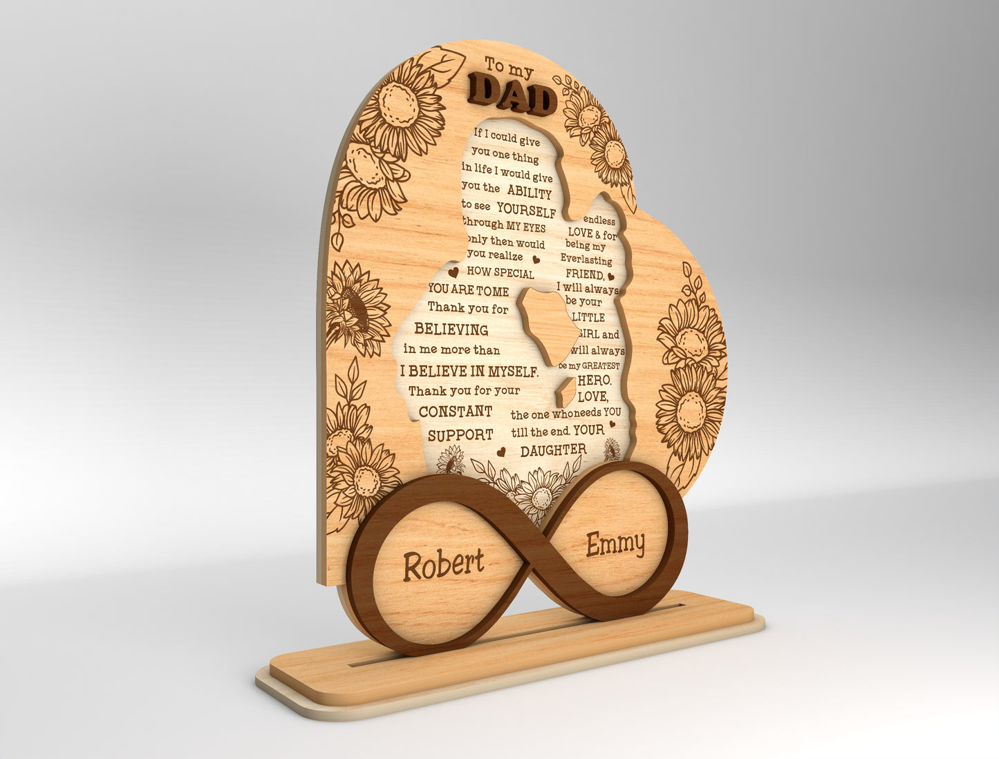 Dad Infinity Love Tabletop Sign SVG Laser Cut File for xTool and Glowforge