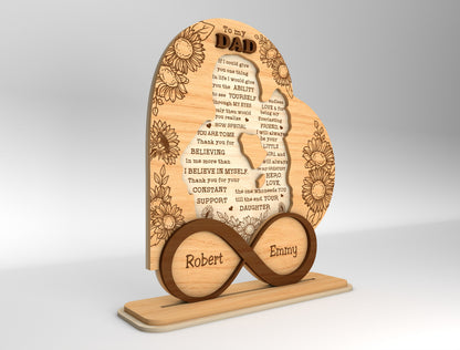 Dad Infinity Love Tabletop Sign SVG Laser Cut File for xTool and Glowforge