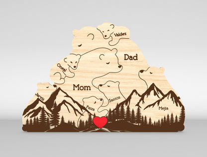 Bear Family Mountain Sign SVG Laser Cut File for LightBurn and Glowforge