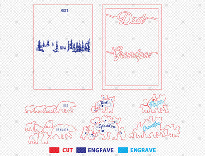 Papa Bear Family Sign SVG Laser Cut File for Glowforge and LightBurn