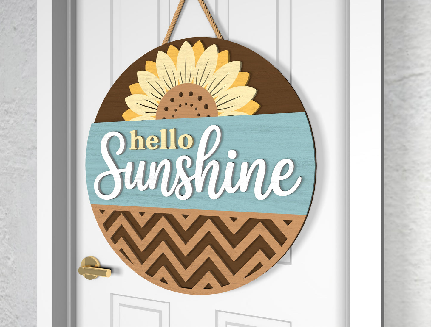Hello Sunshine Sunflower Sign SVG Laser Cut File for LightBurn and Glowforge