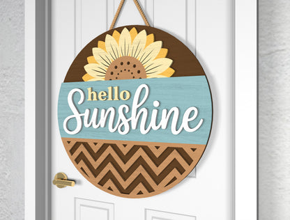 Hello Sunshine Sunflower Sign SVG Laser Cut File for LightBurn and Glowforge