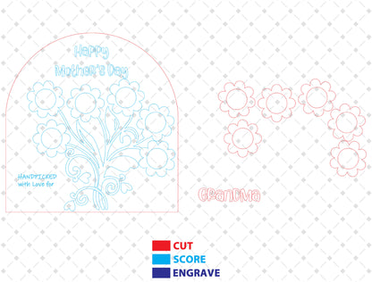 Birth Flower Photo Frame SVG Engraved Floral Tree for Glowforge