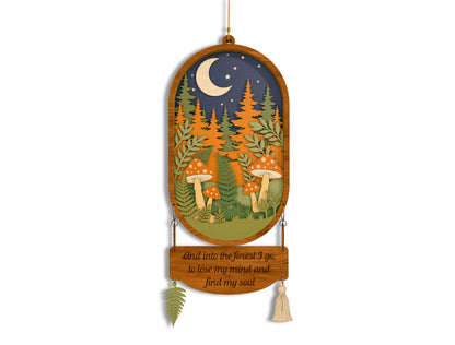 Forest Moon Mushroom Laser Cut SVG Bundle Nature Hanging Signs