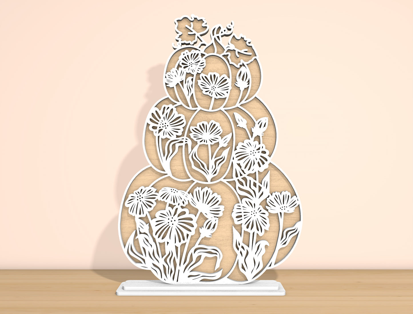 Floral Stacked Pumpkins SVG Bundle for Glowforge xTool LightBurn 6 Designs