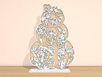 Floral Stacked Pumpkins SVG Bundle for Glowforge xTool LightBurn 6 Designs