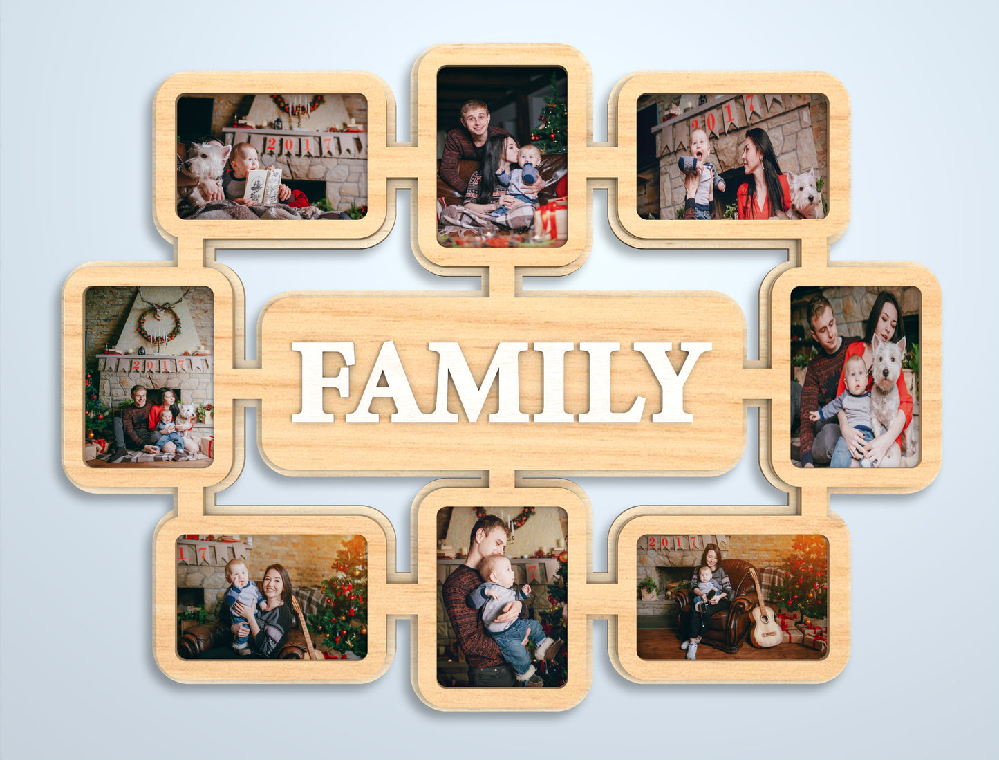 "Family Is Everything" Multi Photo Collage Frame SVG Laser Cut File for Glowforge and xTool