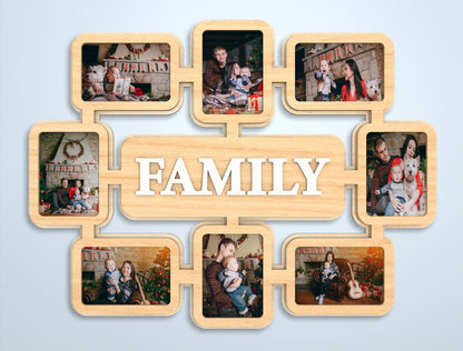"Family Is Everything" Multi Photo Collage Frame SVG Laser Cut File for Glowforge and xTool