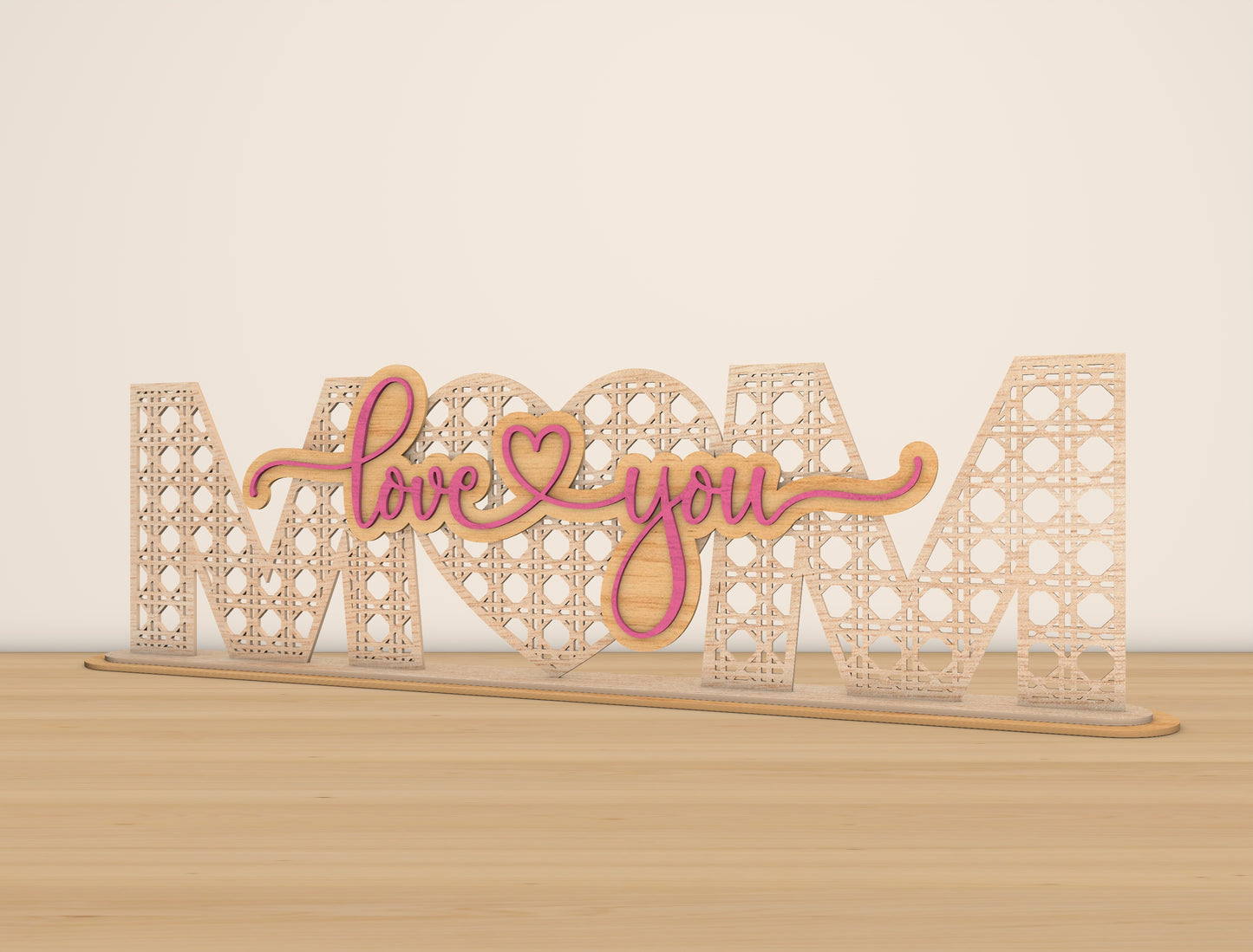 Mom I Love You Laser Cut File | Mother’s Day Wooden Sign | Floral Pattern Decor | Glowforge, xTool, LightBurn Compatible, etc.