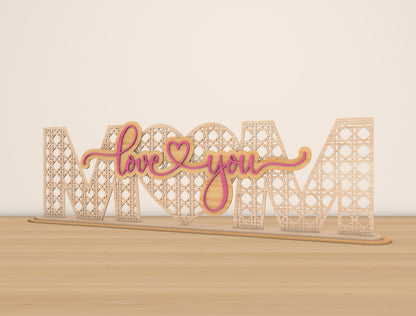 Mom I Love You Laser Cut File | Mother’s Day Wooden Sign | Floral Pattern Decor | Glowforge, xTool, LightBurn Compatible, etc.