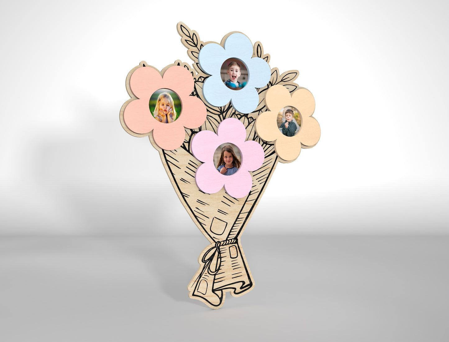 Mother's Day Flower Photo Frame SVG Bouquet for LightBurn and xTool