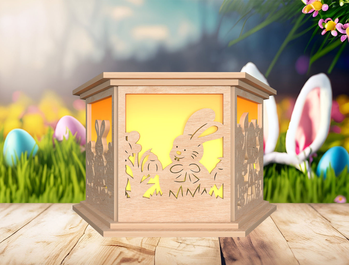 Easter Shadow Box Lantern SVG Bunny Egg Light for xTool and LightBurn