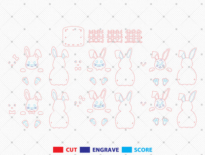 Easter Bunny Basket SVG Wooden Rabbit Egg Basket Spring for Glowforge