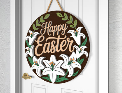 Easter Lily Cross Door Signs SVG Bundle 2 Designs for LightBurn and Glowforge