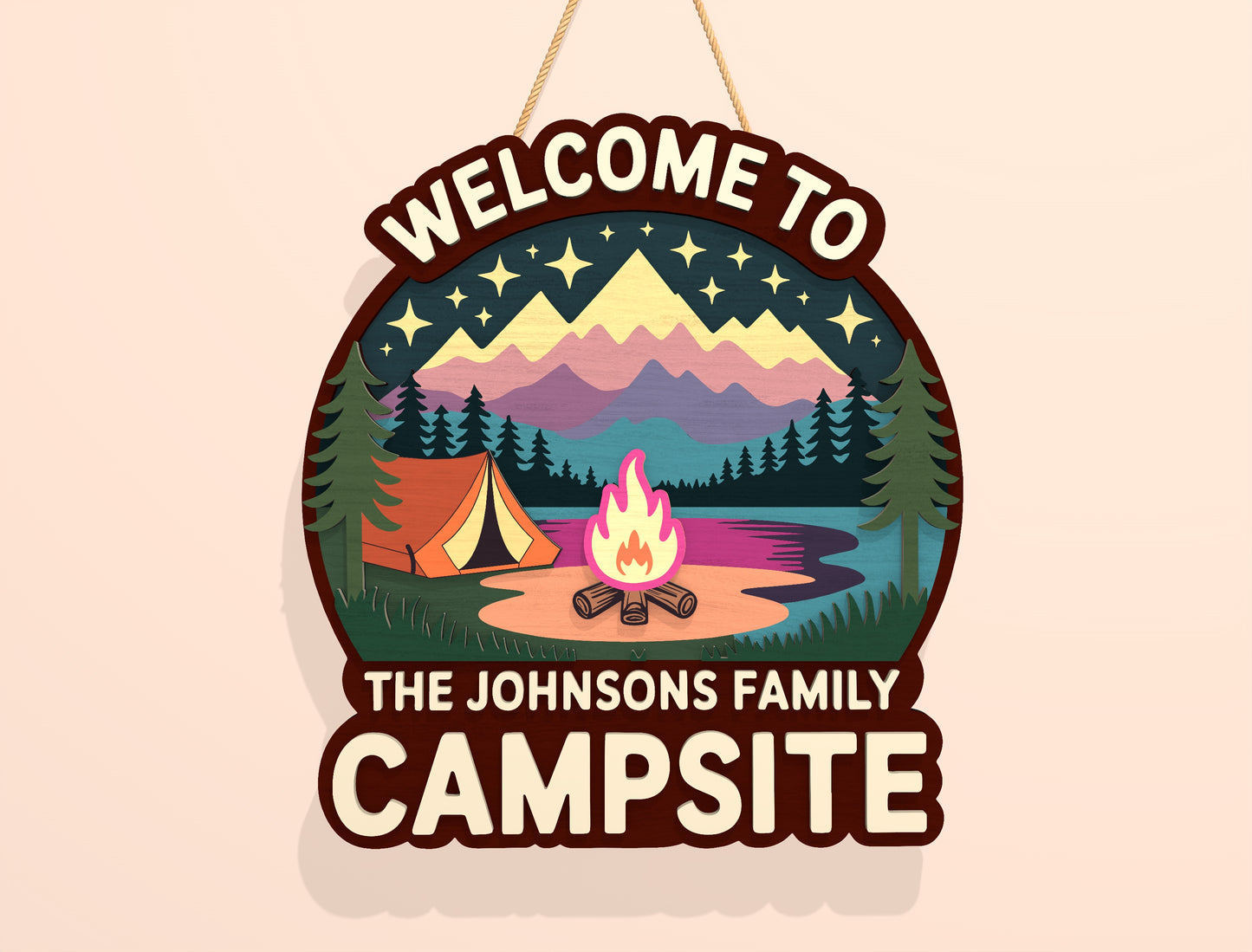 Personalized Campsite Door Sign SVG Bundle for Glowforge and xTool