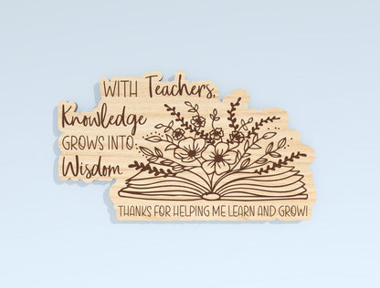 Teacher Floral Book Gift Tag SVG Laser Cut File for Glowforge and xTool