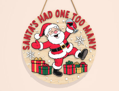 Funny Tipsy Santa Round Door Sign SVG Bundle 7