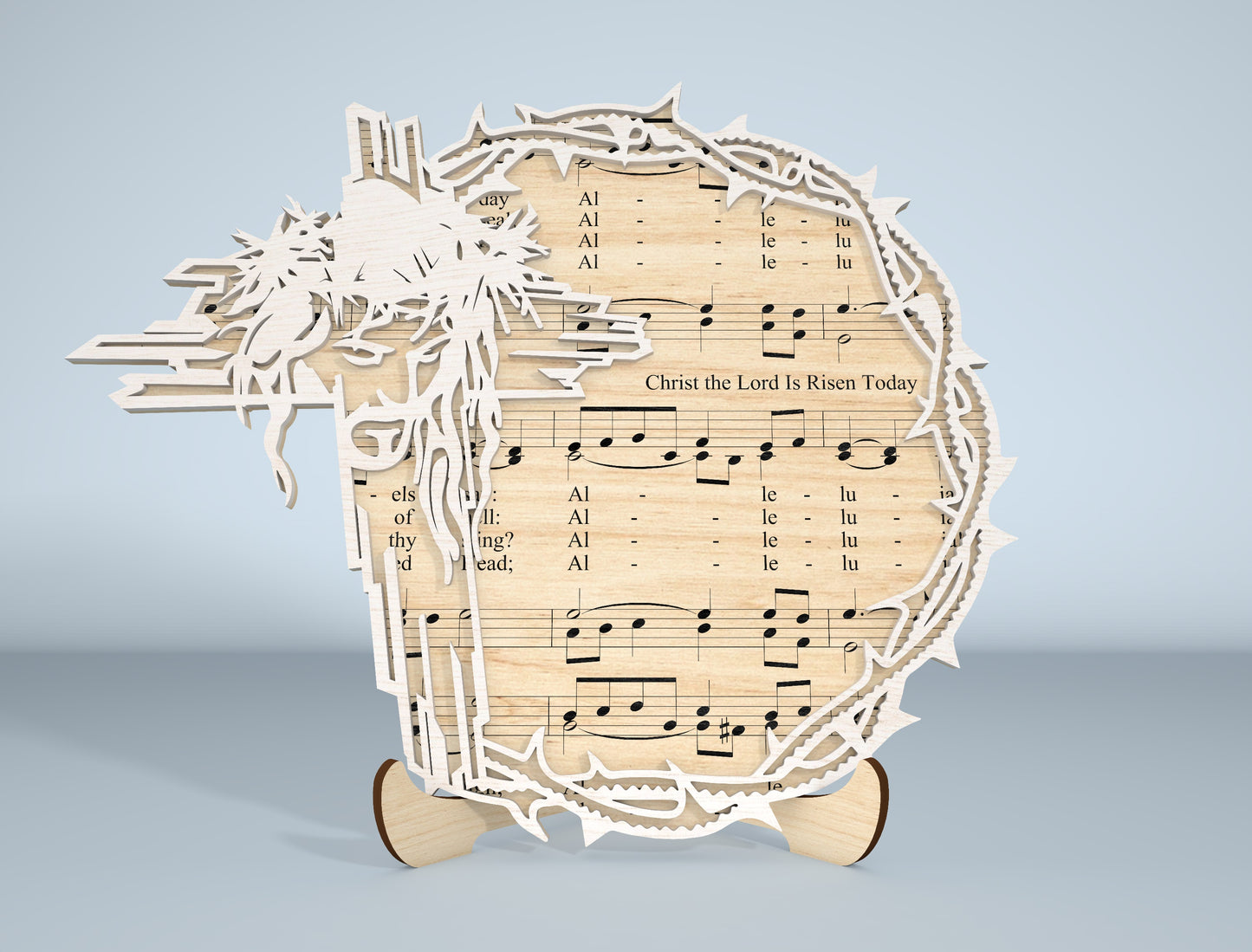 Easter Day Christian Tabletop Decor Laser Cut File | Religious Layered Wood Sign | Ready to Cut | Glowforge, xTool, LightBurn, etc.