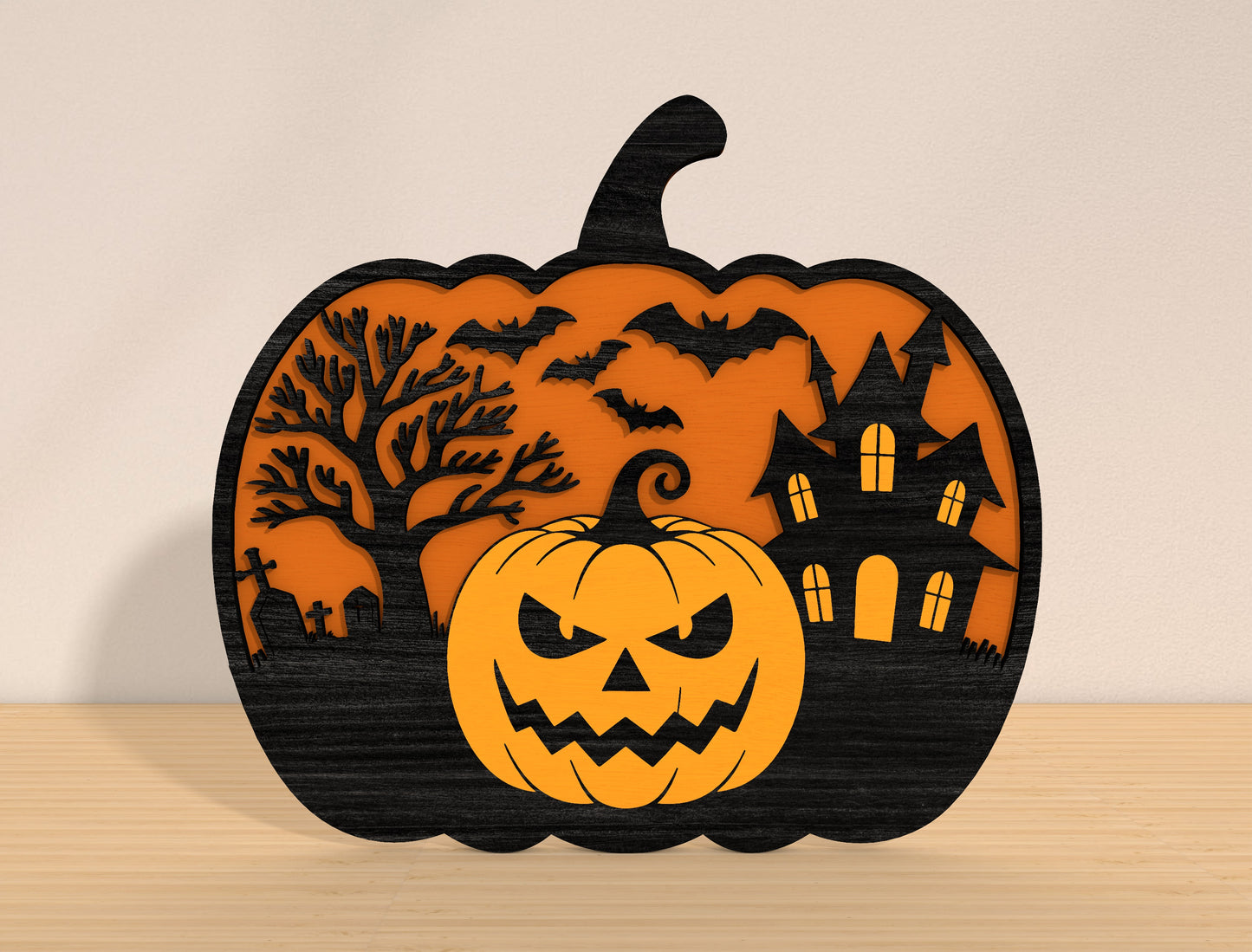 Halloween Pumpkin Scene SVG Bundle Laser Cut File | 8 Spooky Pumpkin Designs | Autumn Wooden Decor | Glowforge, xTool, LightBurn, etc.