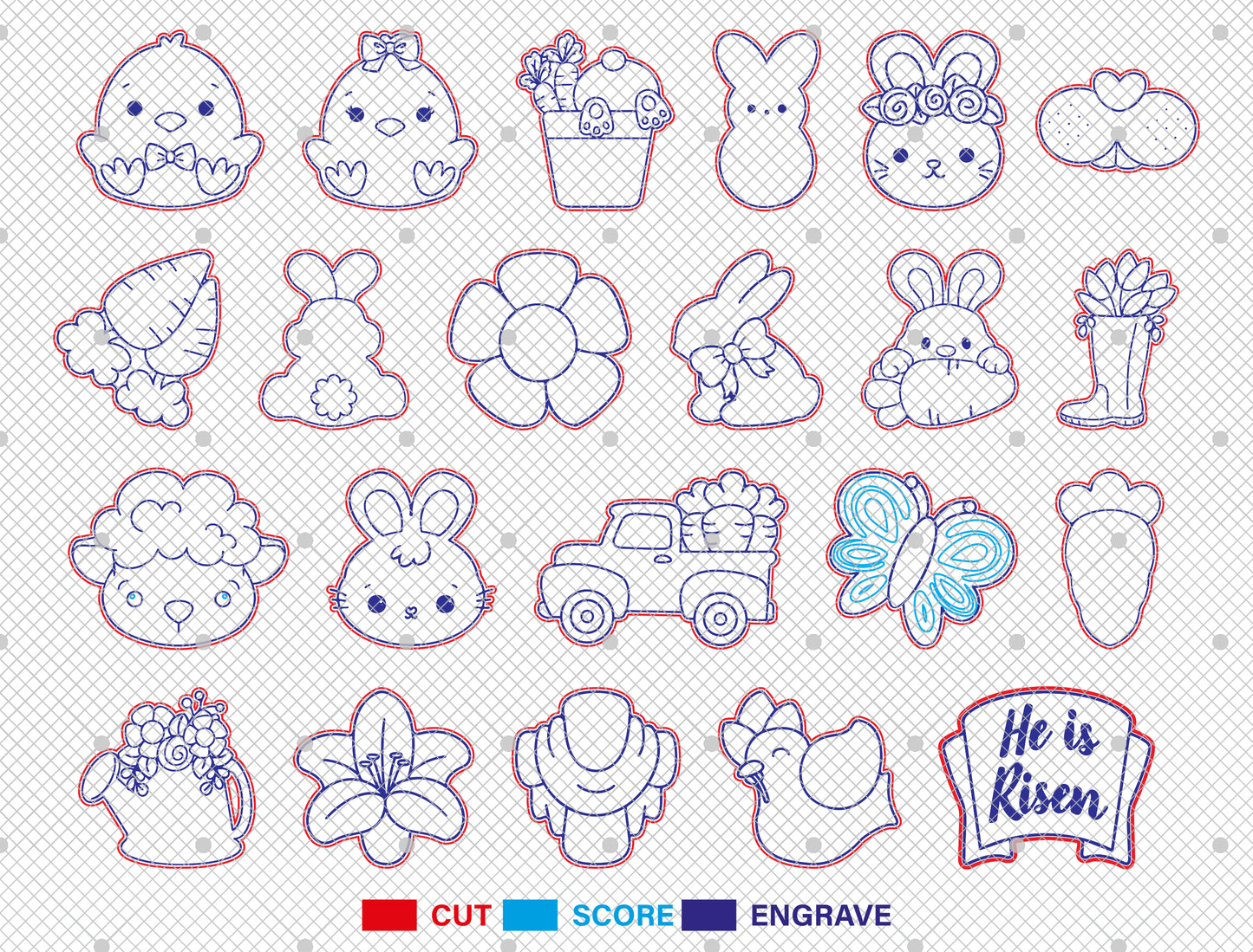 Easter Stud Earrings SVG Bundle Bunny Chick Floral for LightBurn and xTool