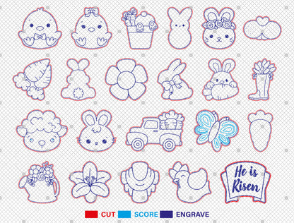 Easter Stud Earrings SVG Bundle Bunny Chick Floral for LightBurn and xTool