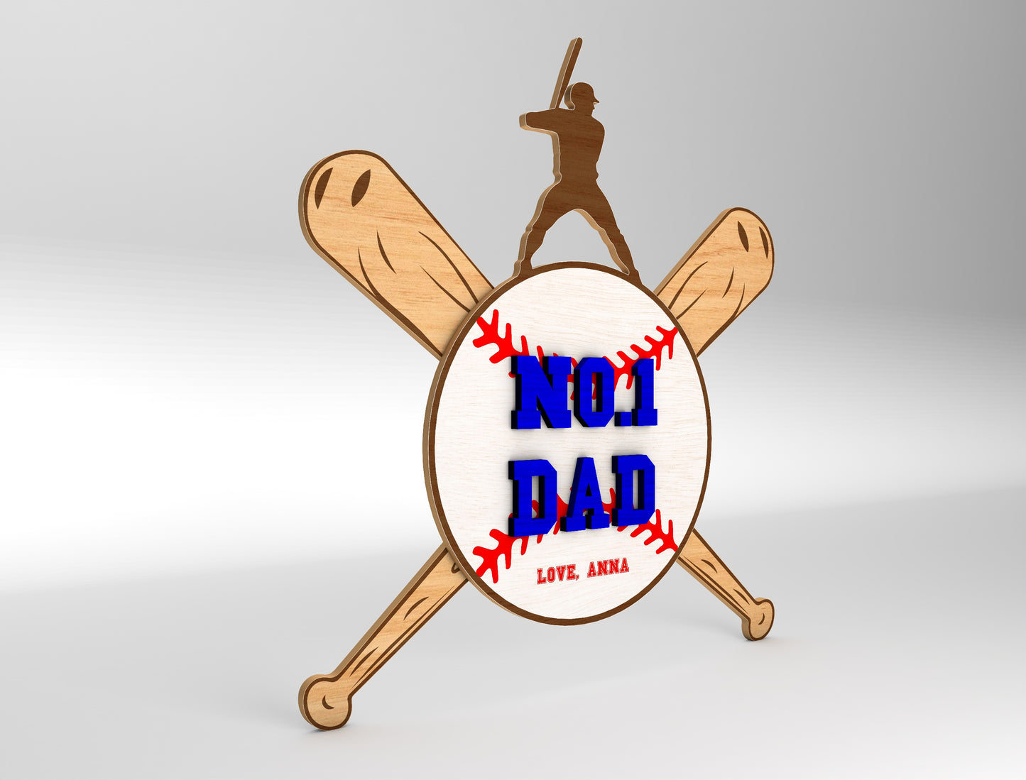 No.1 Dad Baseball Sports Sign SVG Laser Cut File for Glowforge and xTool