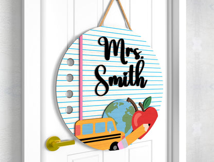 Personalized Ruler Pencil Classroom Door Hanger SVG Laser Cut File for Glowforge and xTool