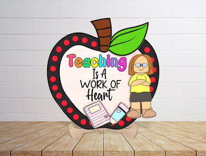 Teacher Apple Tabletop Sign SVG Laser Cut File for LightBurn