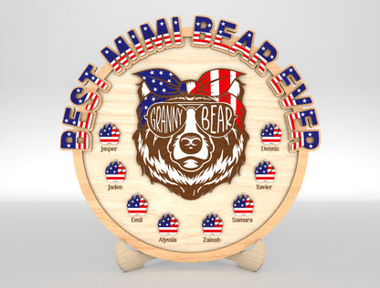 Personalized Patriotic Mama Bear Sign SVG Laser Cut File for xTool