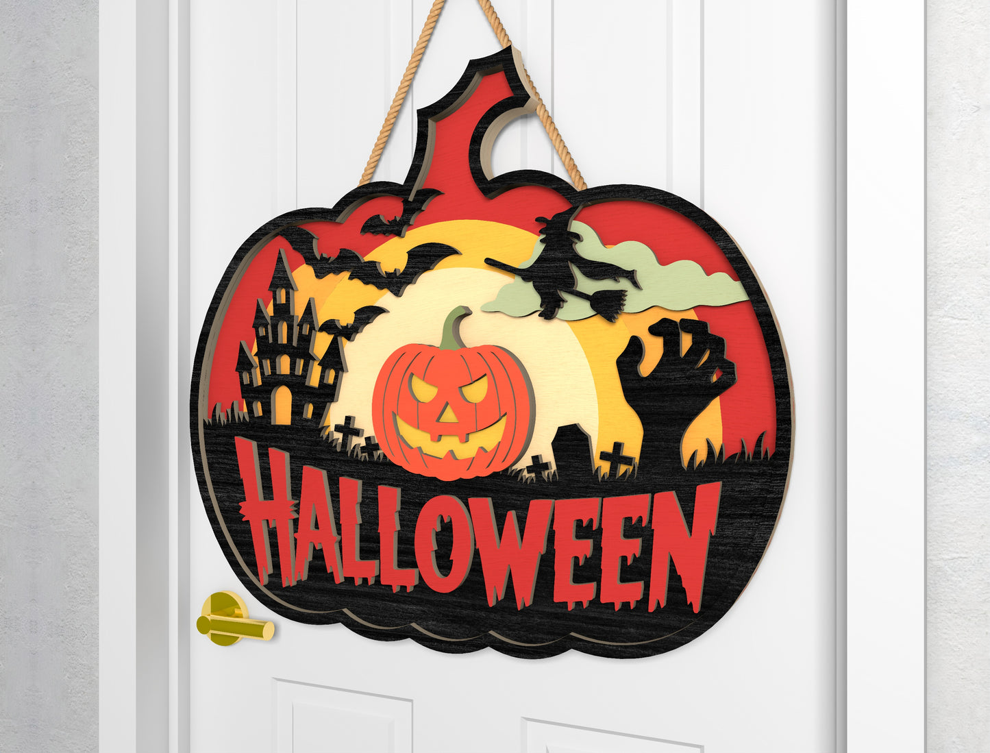 Pumpkin Halloween Door Sign SVG Laser Cut Files for xTool