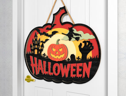 Pumpkin Halloween Door Sign SVG Laser Cut Files for xTool