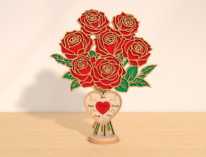 Personalized Rose Bouquet Flower Holder SVG Laser Cut File for xTool and Glowforge