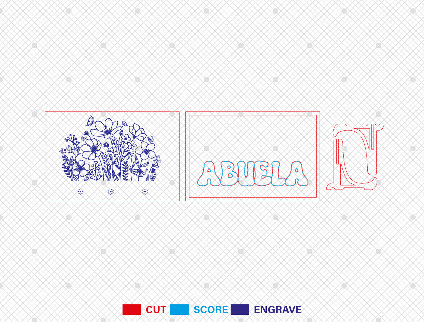 Personalized Mother’s Day Floral Name Sign Laser Cut File | Custom Mom & Grandma Decor | Colorful Botanical Style | Glowforge, xTool, LightBurn, etc.