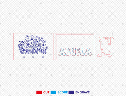 Personalized Mother’s Day Floral Name Sign Laser Cut File | Custom Mom & Grandma Decor | Colorful Botanical Style | Glowforge, xTool, LightBurn, etc.