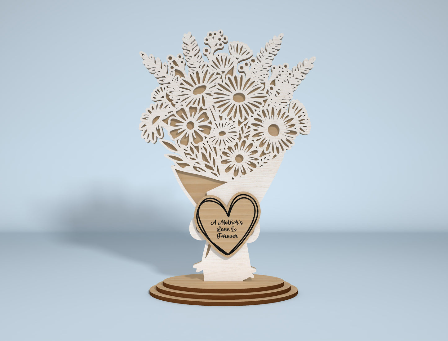 Floral Bouquet Stand Sign SVG Engraved Heart for xTool
