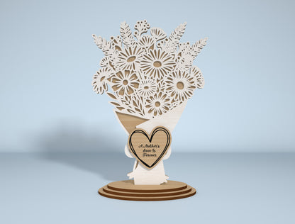 Floral Bouquet Stand Sign SVG Engraved Heart for xTool