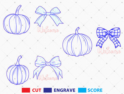 Welcome Pumpkin Bow Door Hanger SVG Bundle for Glowforge xTool LightBurn 3 Designs