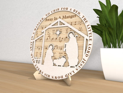 Christmas Nativity Sheet Music Round Sign SVG Bundle 8
