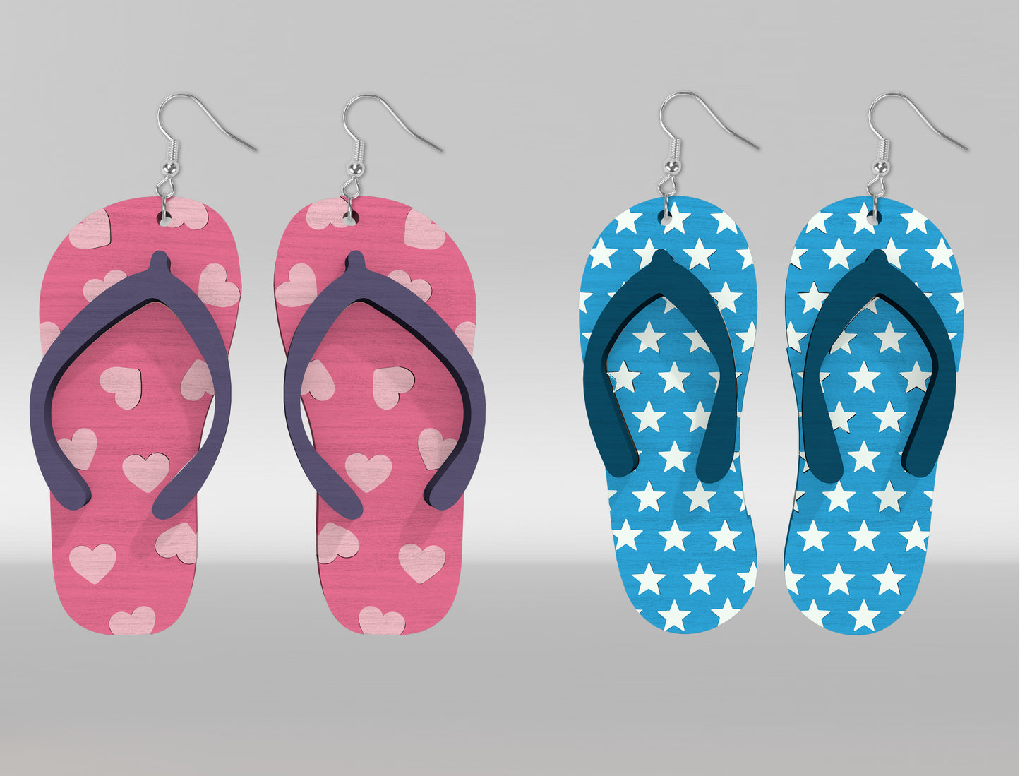 Flip Flop Earrings SVG Bundle Laser Cut File for Glowforge and xTool